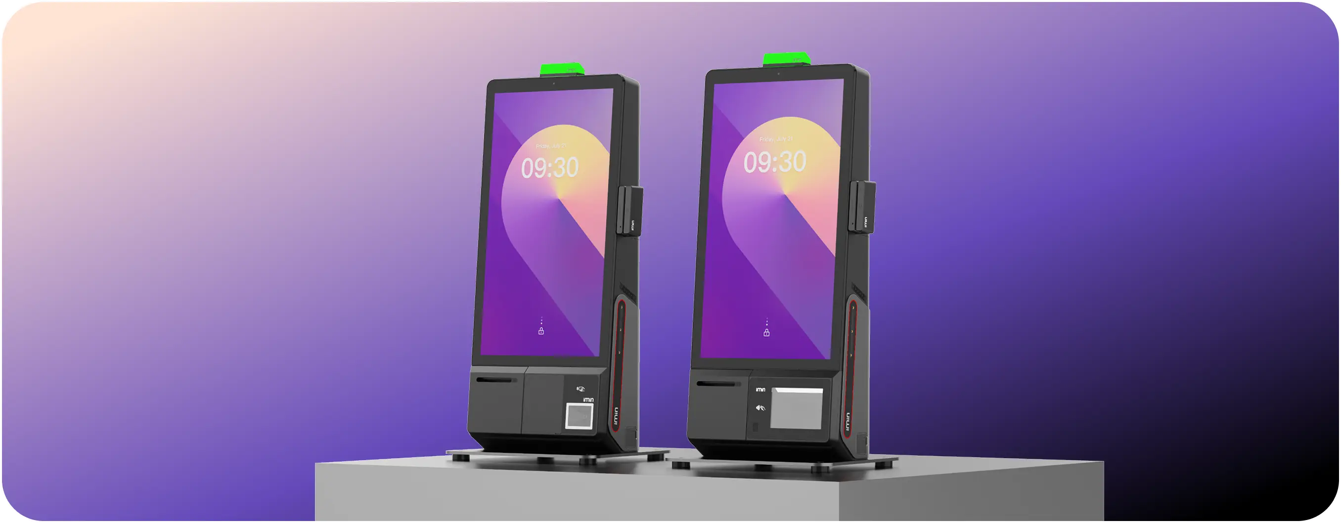 Kiosco iMin Heron 1 para autoservicio con pantalla e impresión