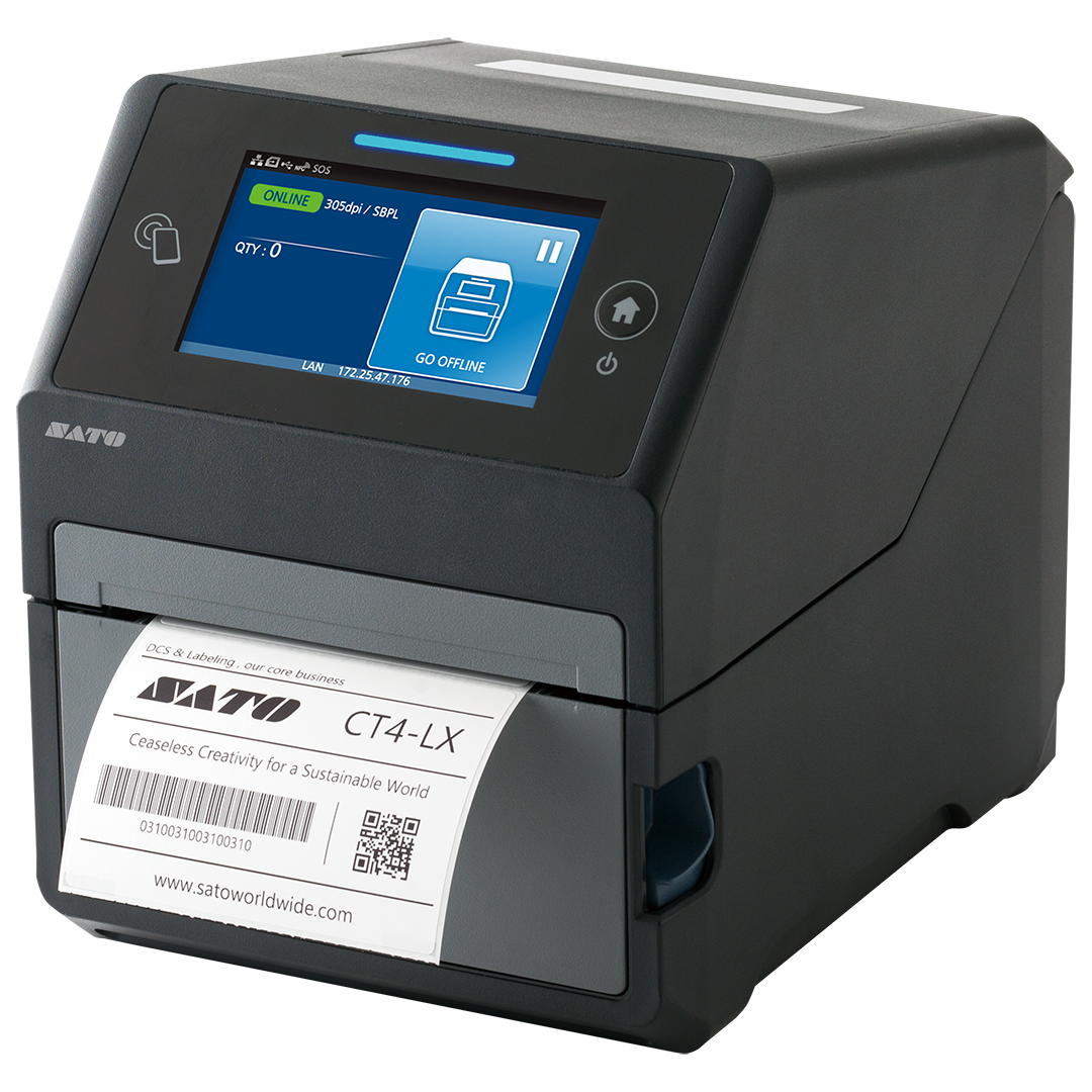 SATO CT4-LX - impresora inteligente de escritorio en configuración de referencia